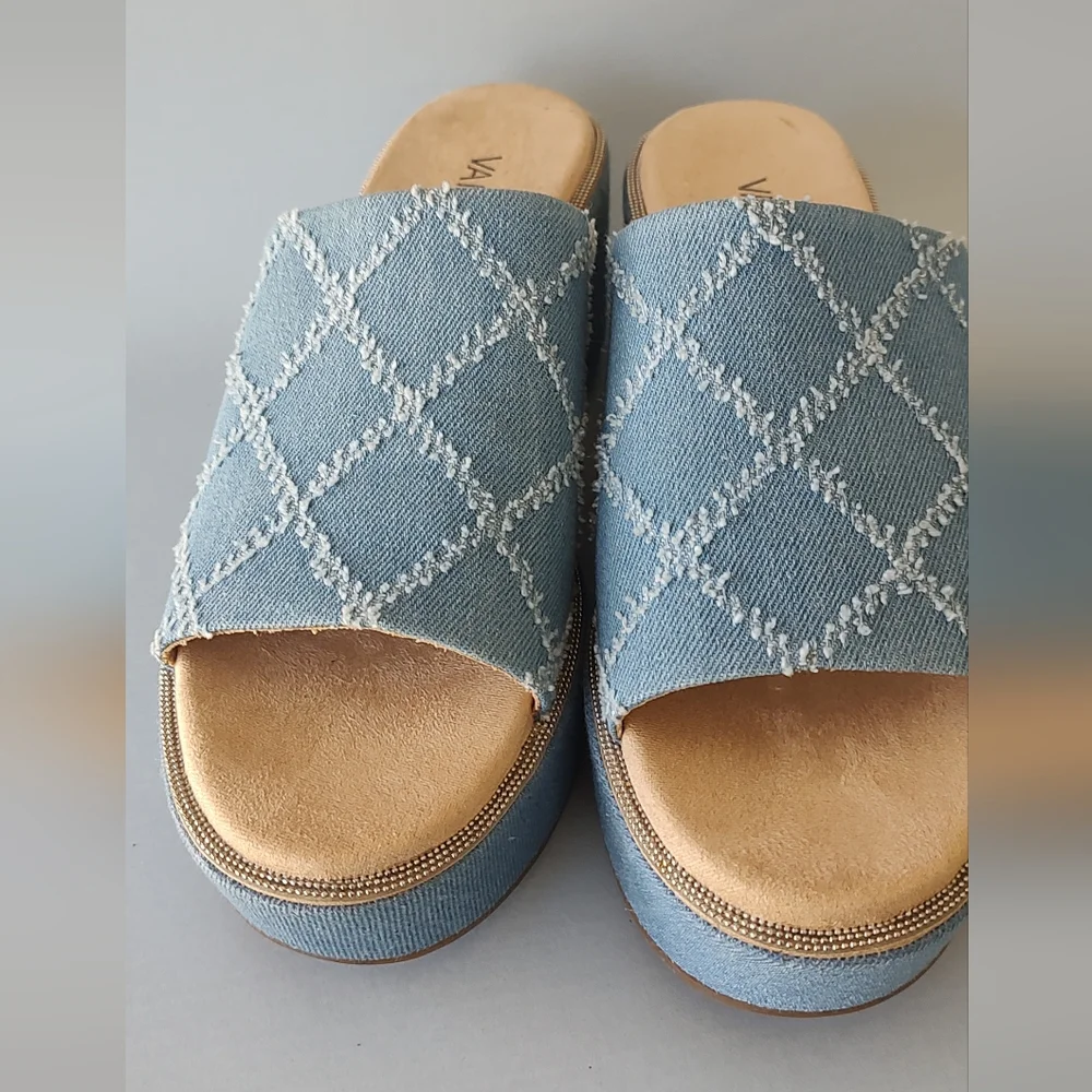 Platform Sandals Wedge Vaneli Blue Denim Women's